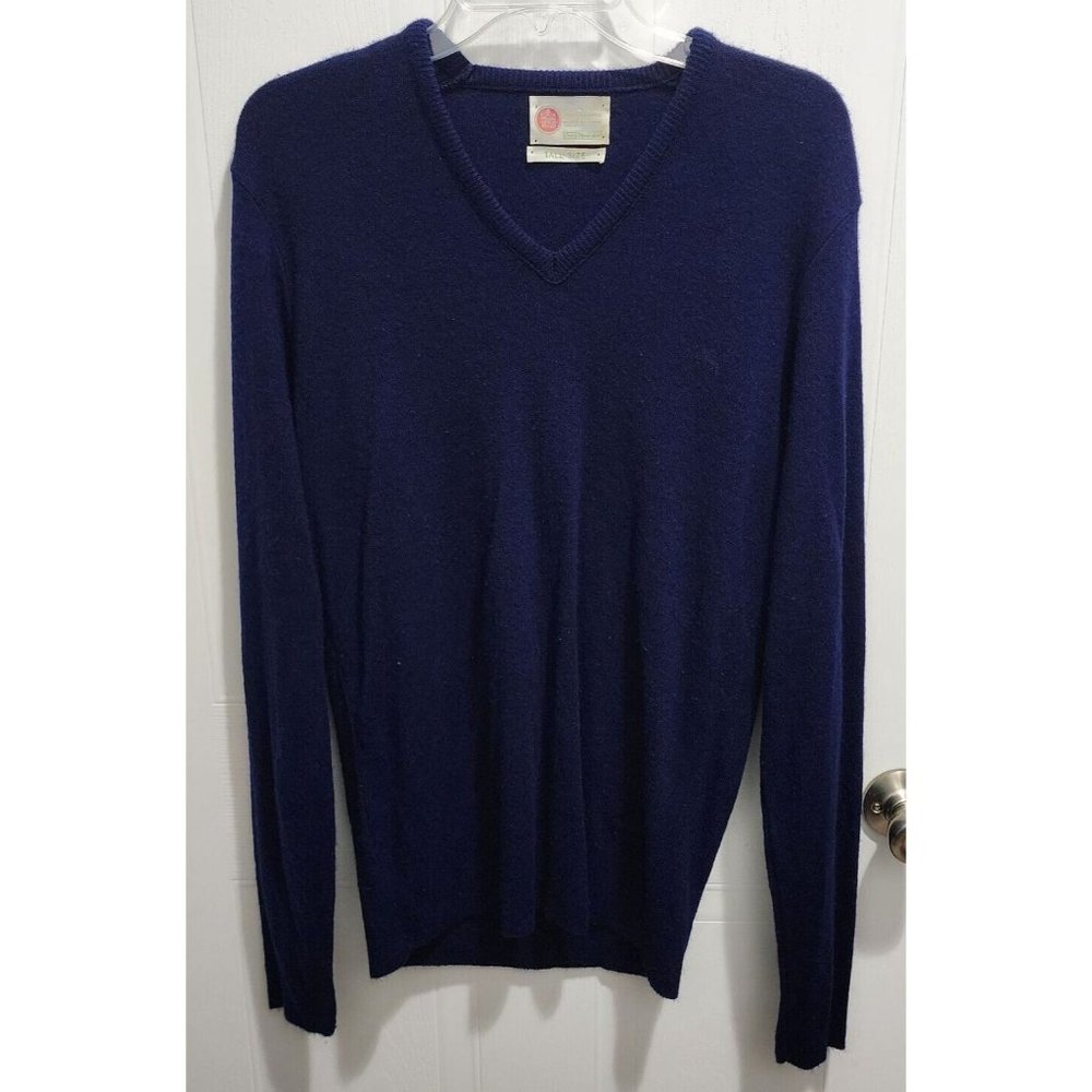 Vintage Sears Kings Road V-Neck LS Sweater Blue Size L‎ Tall 100% Orlon Acrylic